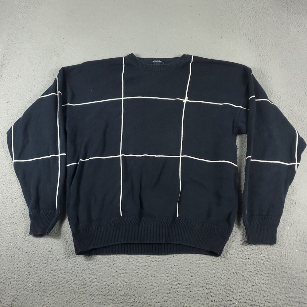 Nautica Sweater Mens Size XL Blue Knit Casual Pullover Sweatshirt *